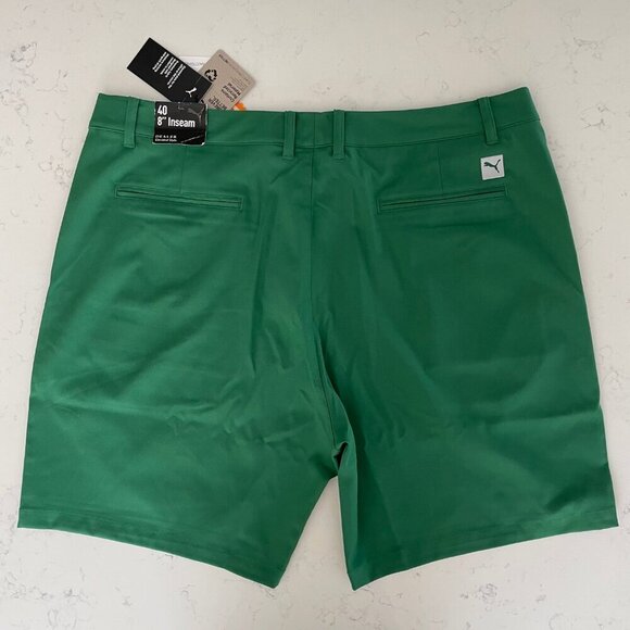 Puma Dealer Elevated Style 8" 100% Poly Golf Shorts 50+ UPF Vine Green Sz 40 NWT - Picture 2 of 13